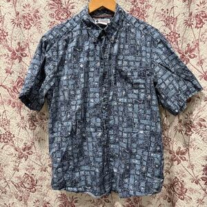 Columbia Blue Pattern Button Down Shirt Men’s Medium